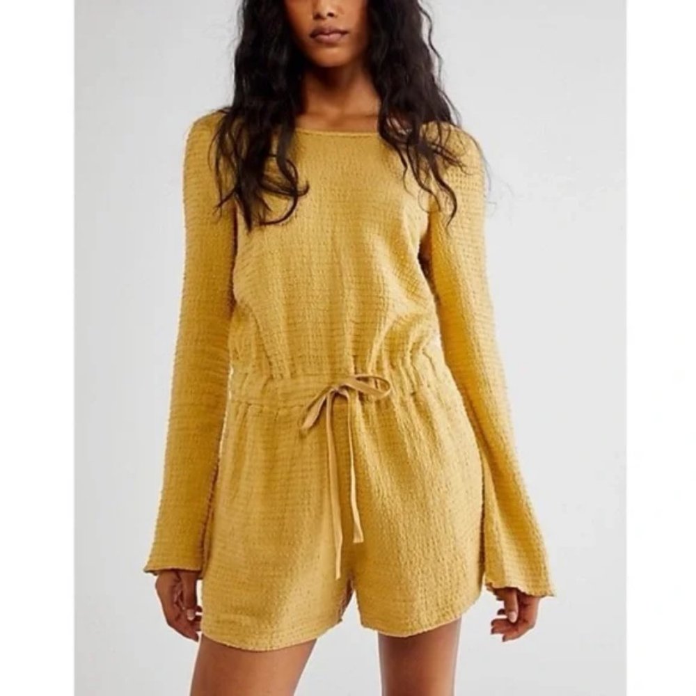 Free People Mustard Yellow Long Sleeve Romper
